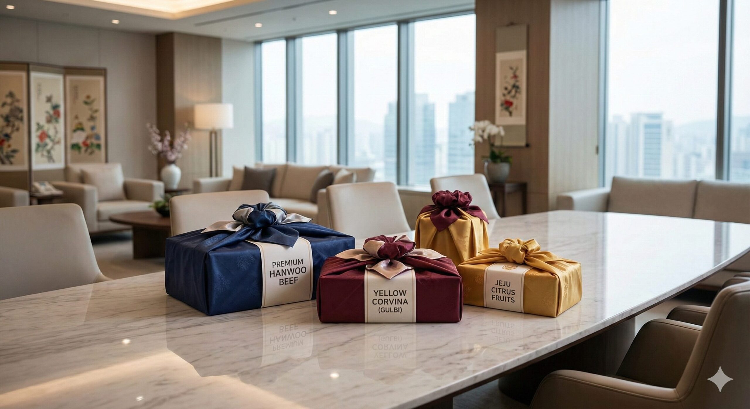 2026년 설 선물 기업 통계 순위표, 제주 천혜향 세트 이미지, 프리미엄 한우 포장, 호두정원 정과 세트 실물 사진